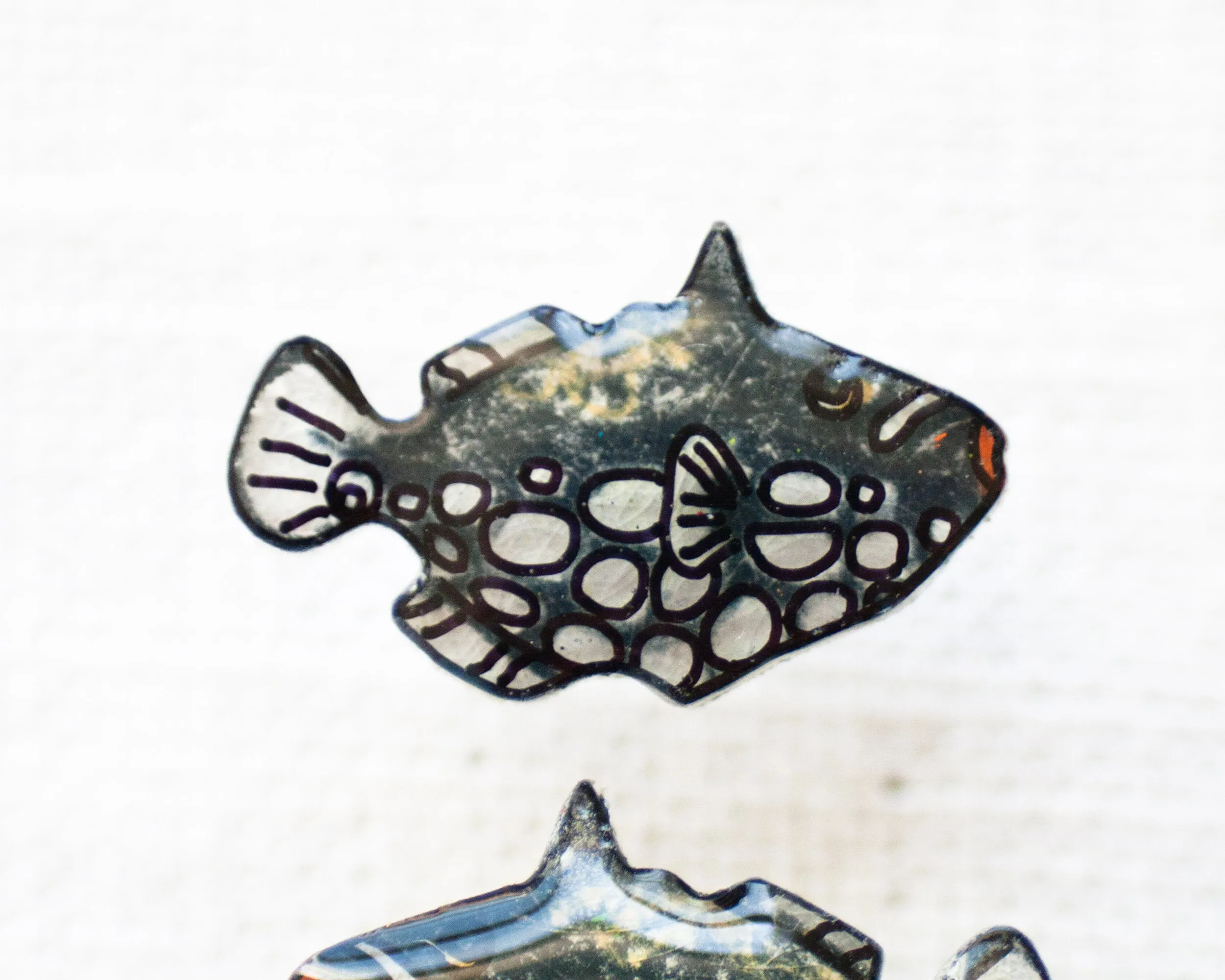 Black Fish Stud Earrings