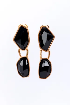 Black Geo Gem Drop Earrings