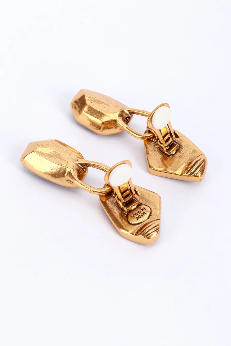 Black Geo Gem Drop Earrings