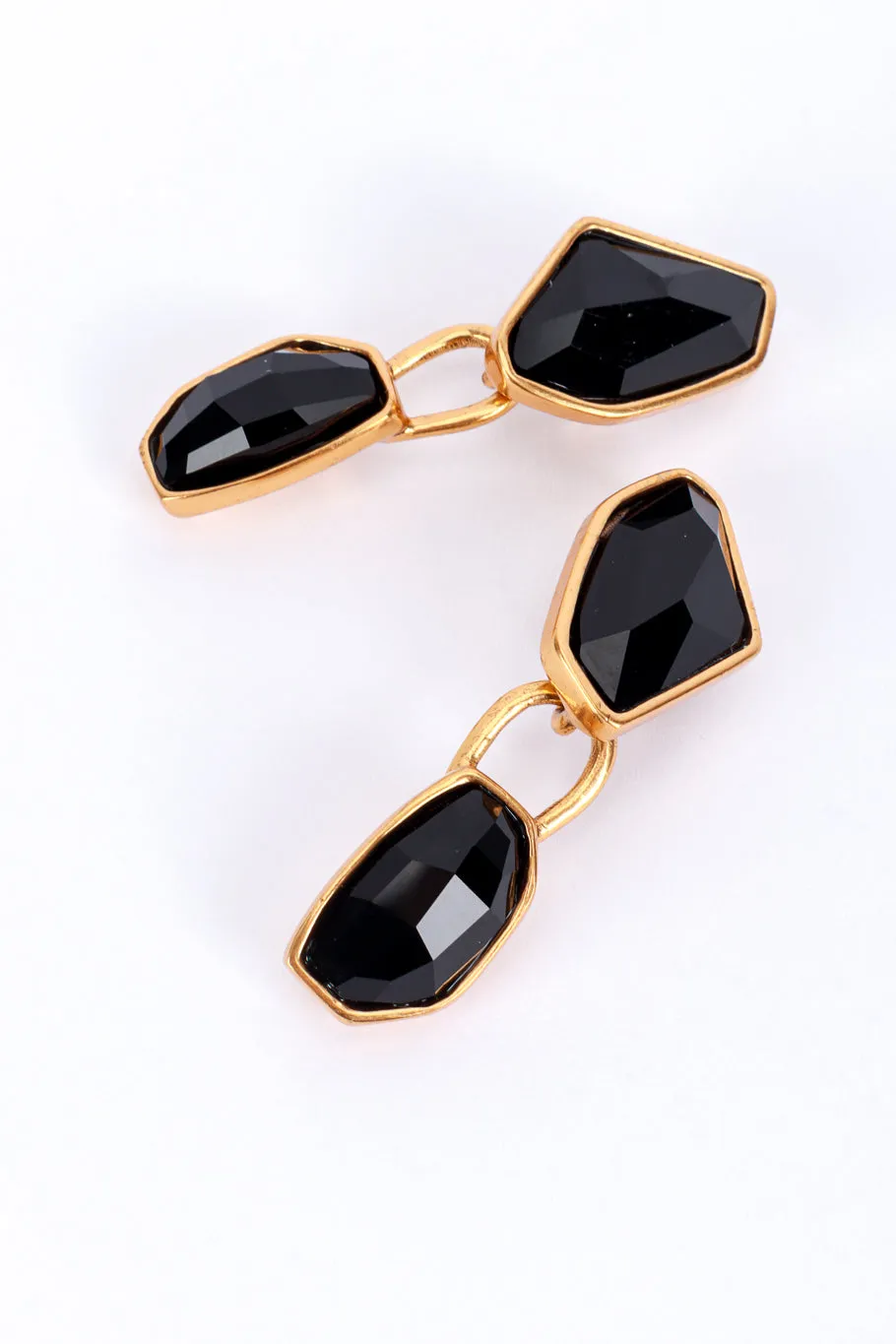Black Geo Gem Drop Earrings