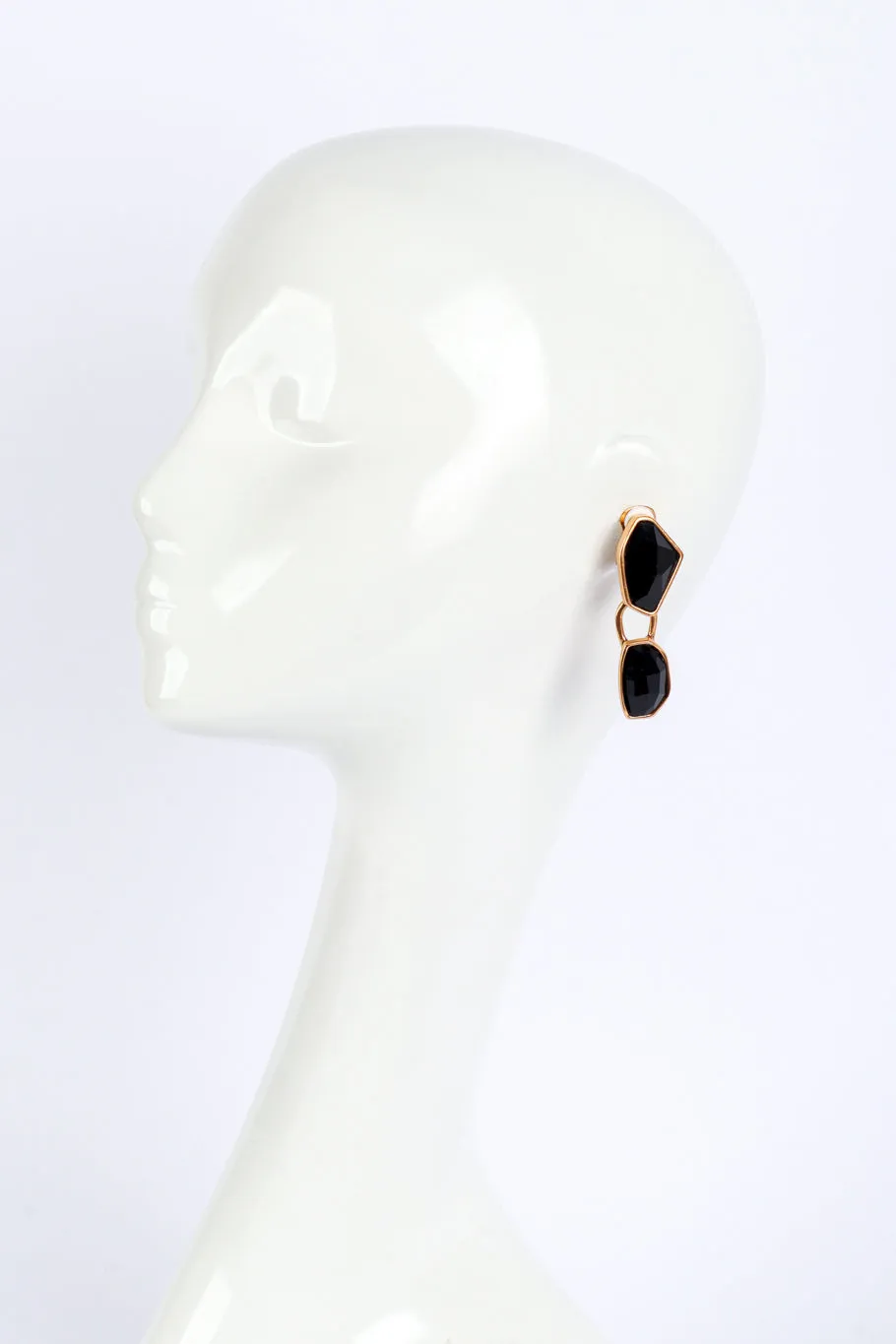 Black Geo Gem Drop Earrings