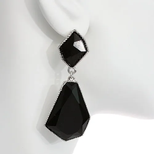 Black Geometric Bubble Drop Earrings