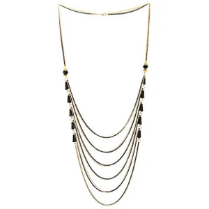 Black Gold Party Necklace Waterfall Multi-Strand Long Chains with Rhinestones Crystal Beads Charms