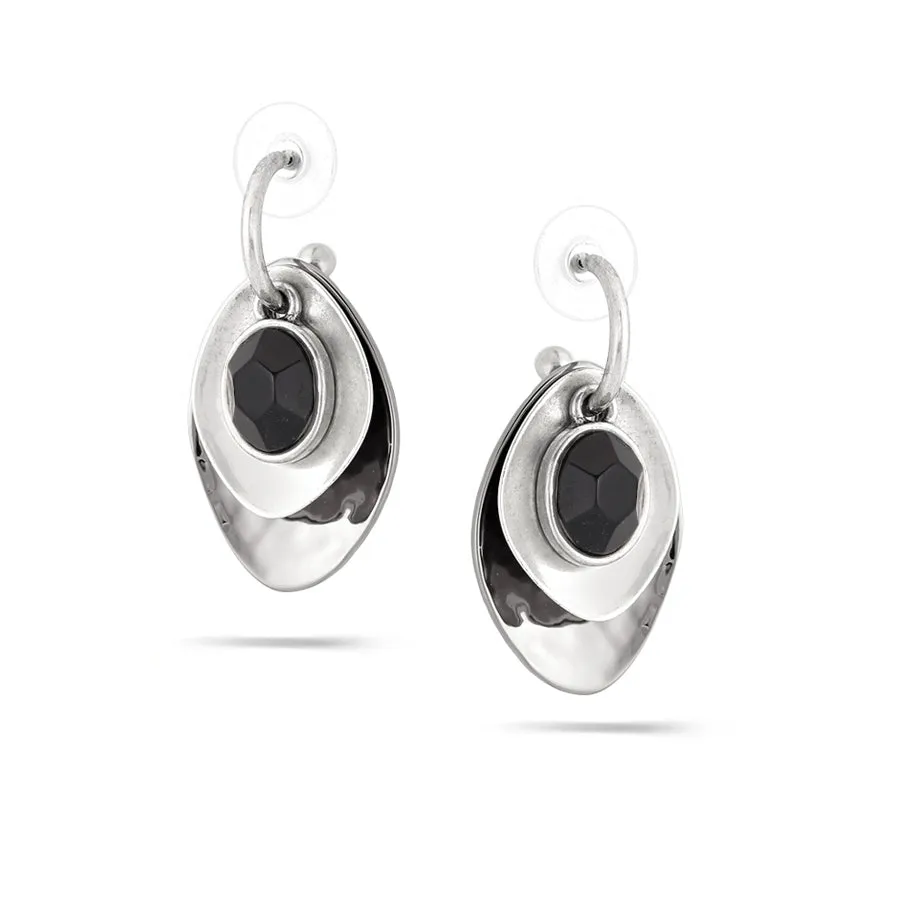 BLACK SILVER HEMATITE DROP  EARRINGS #251GR3301 (10A1/7A3)
