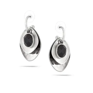 BLACK SILVER HEMATITE DROP  EARRINGS #251GR3301 (10A1/7A3)