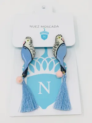 Blue Budgerigar Earrings