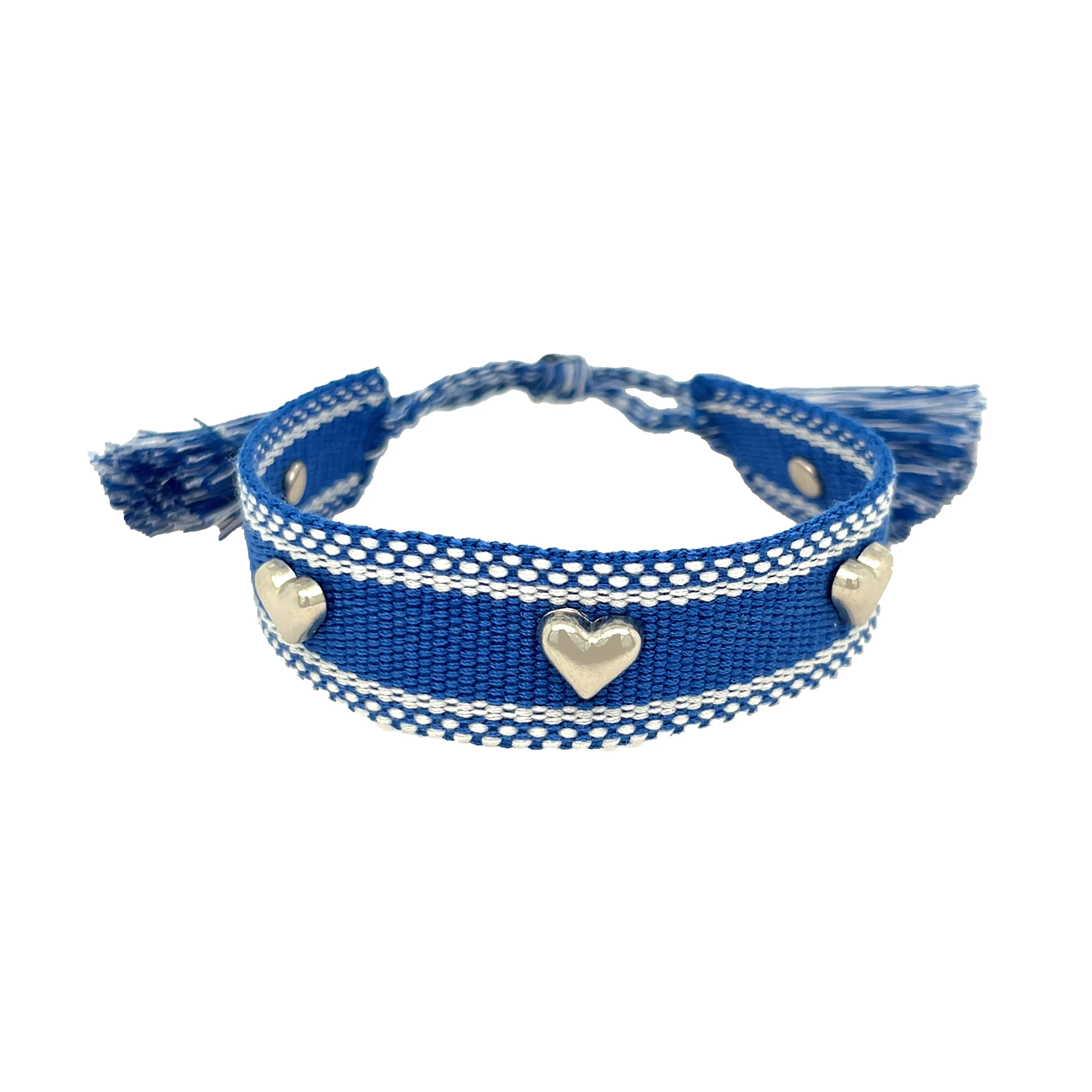 Blue Fabric Heart Bracelet