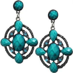 Blue Faceted Gemstone Drop Post Earrings