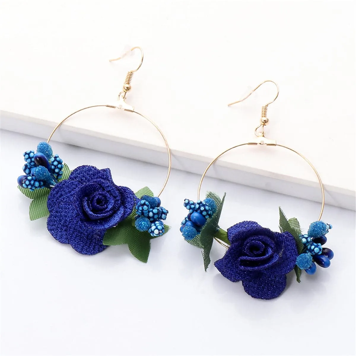 Blue Lace & 18K Gold-Plated Resin Flower Drop Earrings