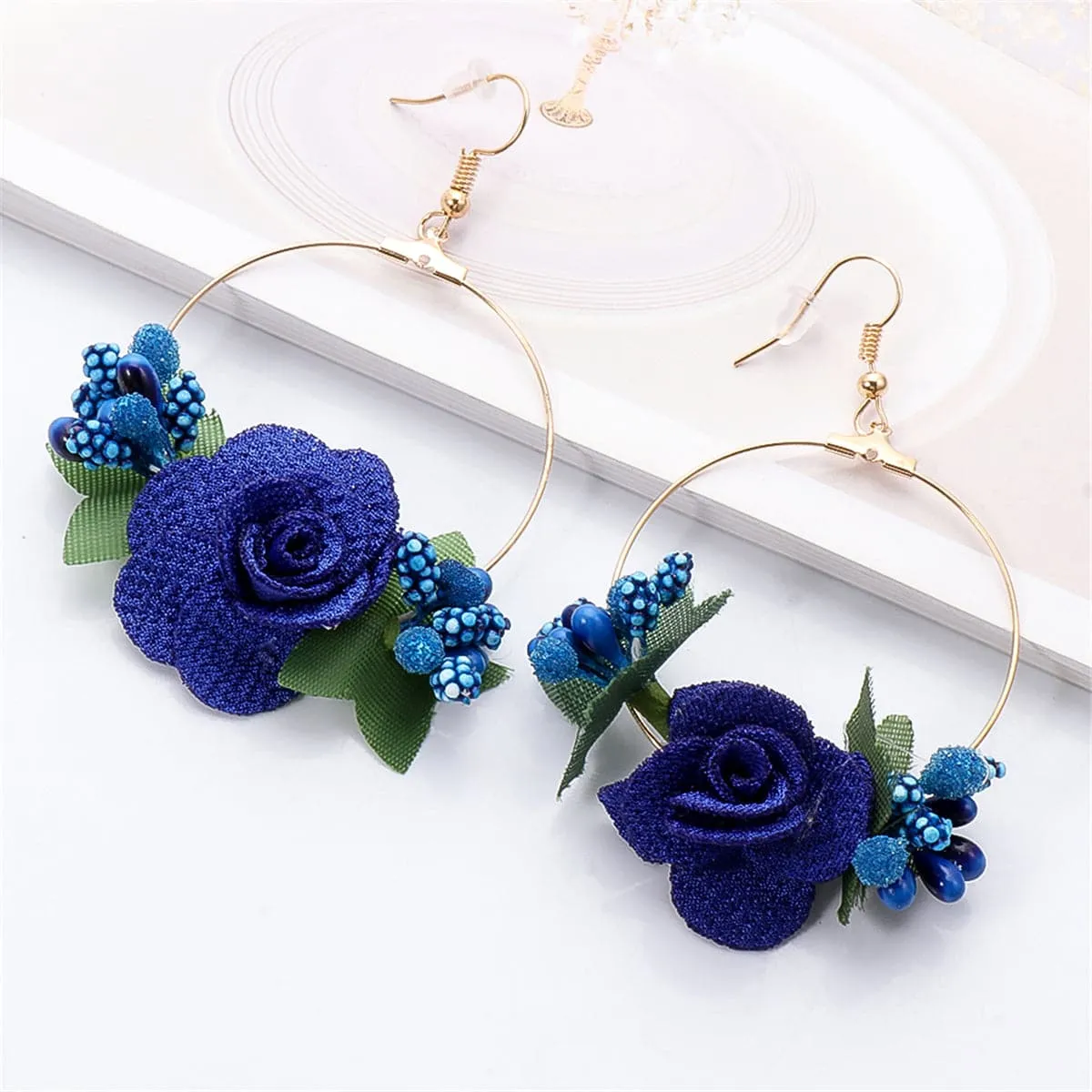 Blue Lace & 18K Gold-Plated Resin Flower Drop Earrings