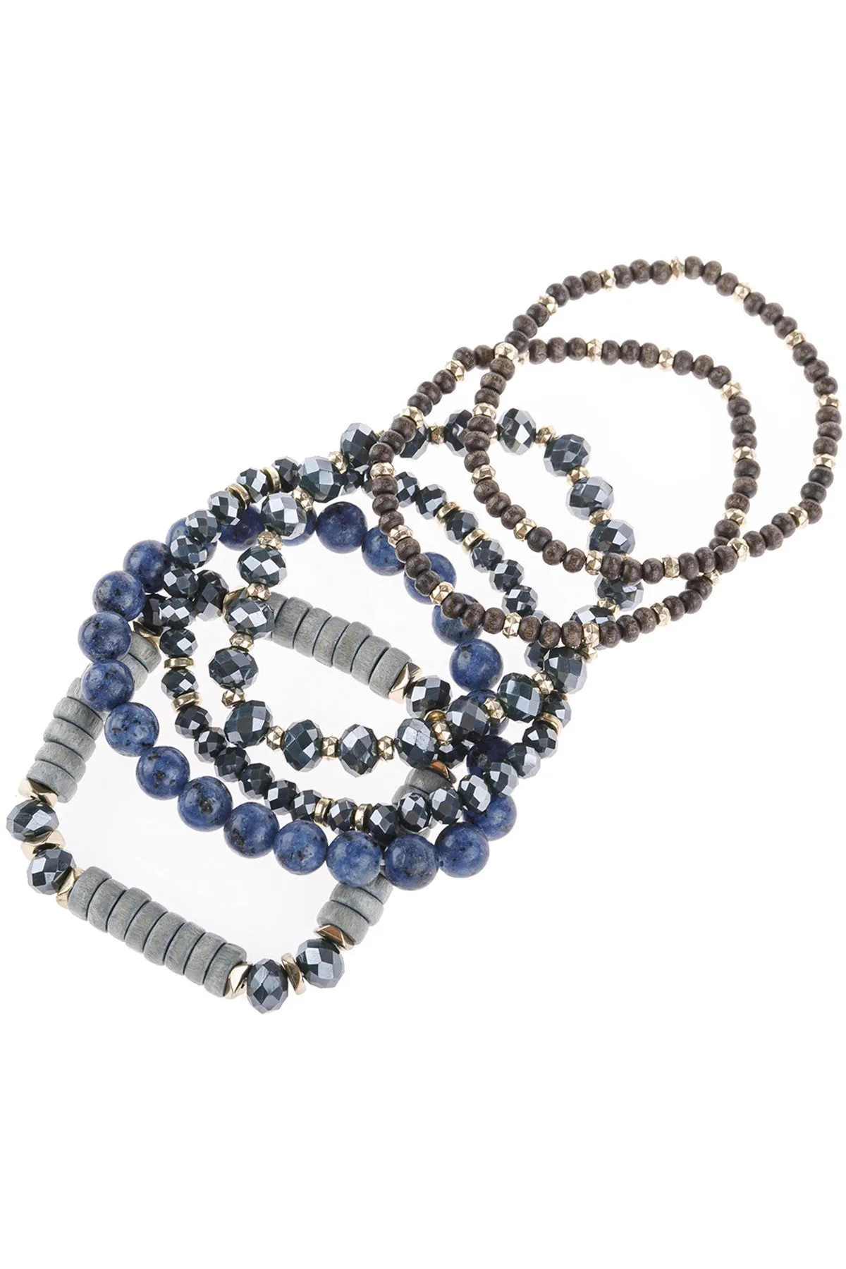 Blue Mix Stackable Charm Bracelet - Pack of 6