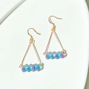 Blue Raindrop Triangle Earrings - Symbol of Revival and Growth