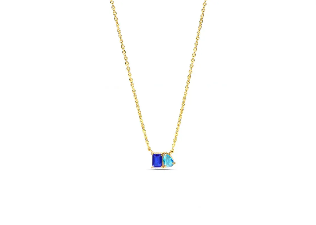 Blue Sapphire and Ocean Topaz Necklace
