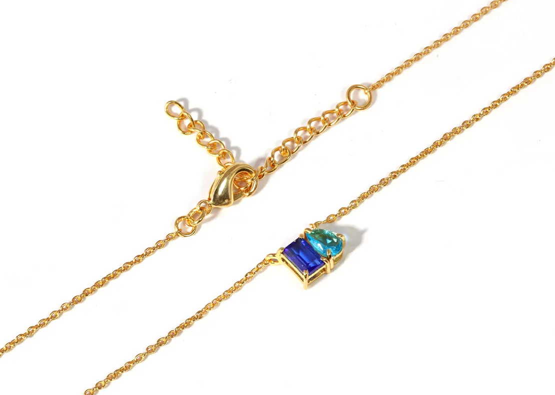 Blue Sapphire and Ocean Topaz Necklace
