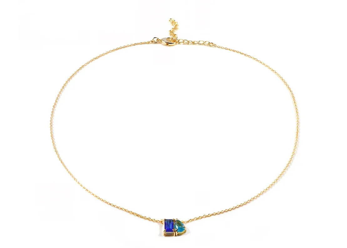 Blue Sapphire and Ocean Topaz Necklace