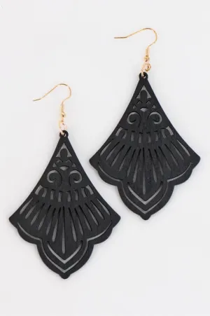 Boho Fan Wood Earrings