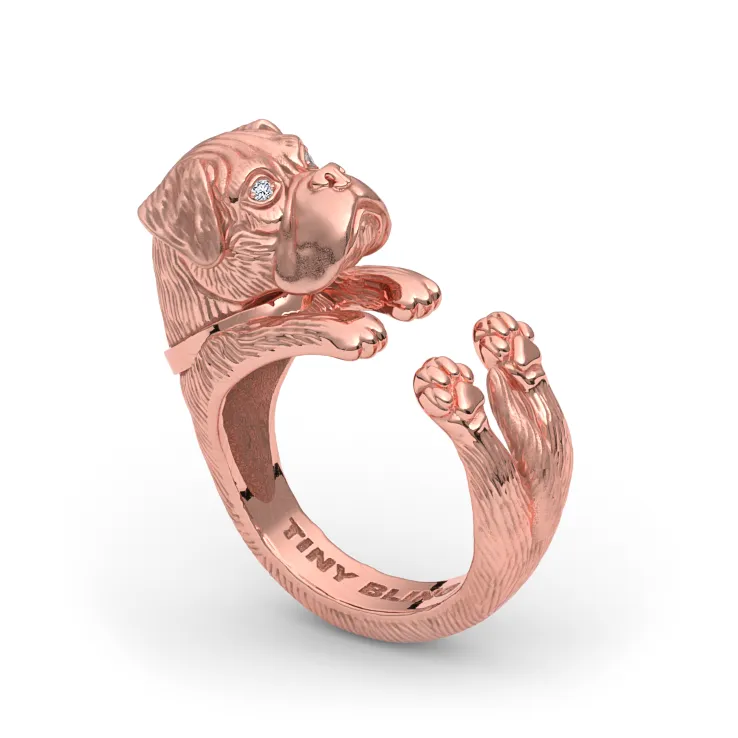 Boxer Breed Diamond Cuddle Wrap Ring