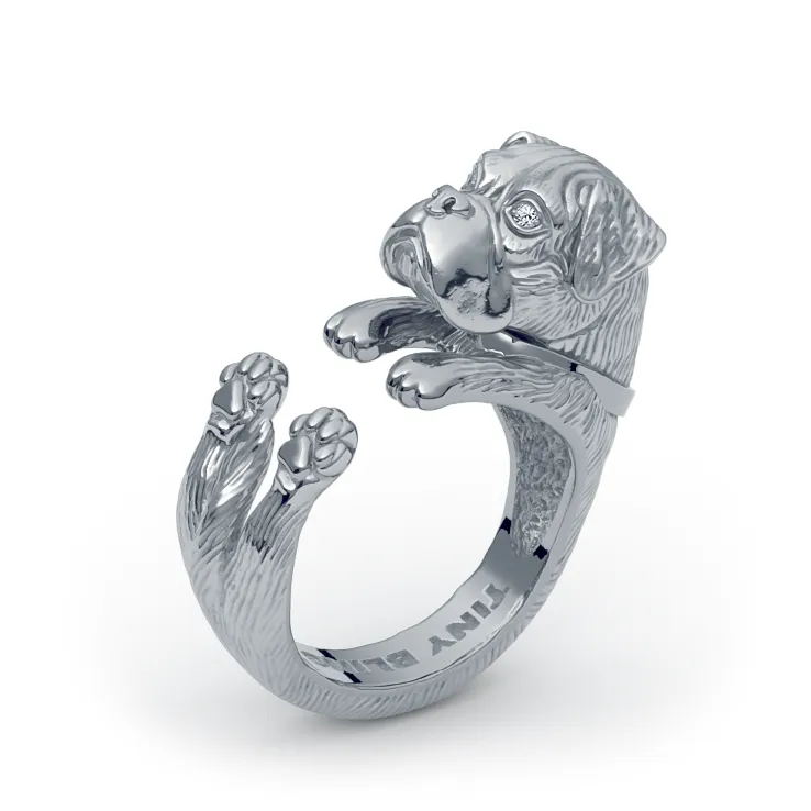 Boxer Breed Diamond Cuddle Wrap Ring