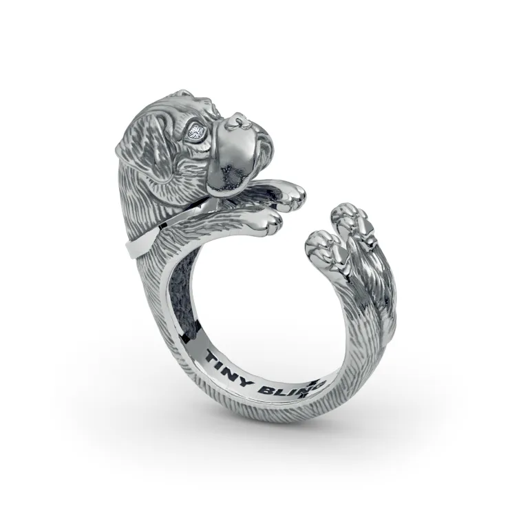 Boxer Breed Diamond Cuddle Wrap Ring