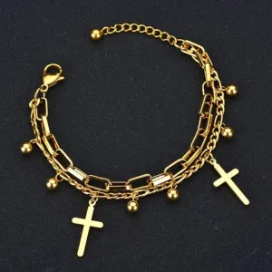 Bracelet - Double layer Cross Bracelet