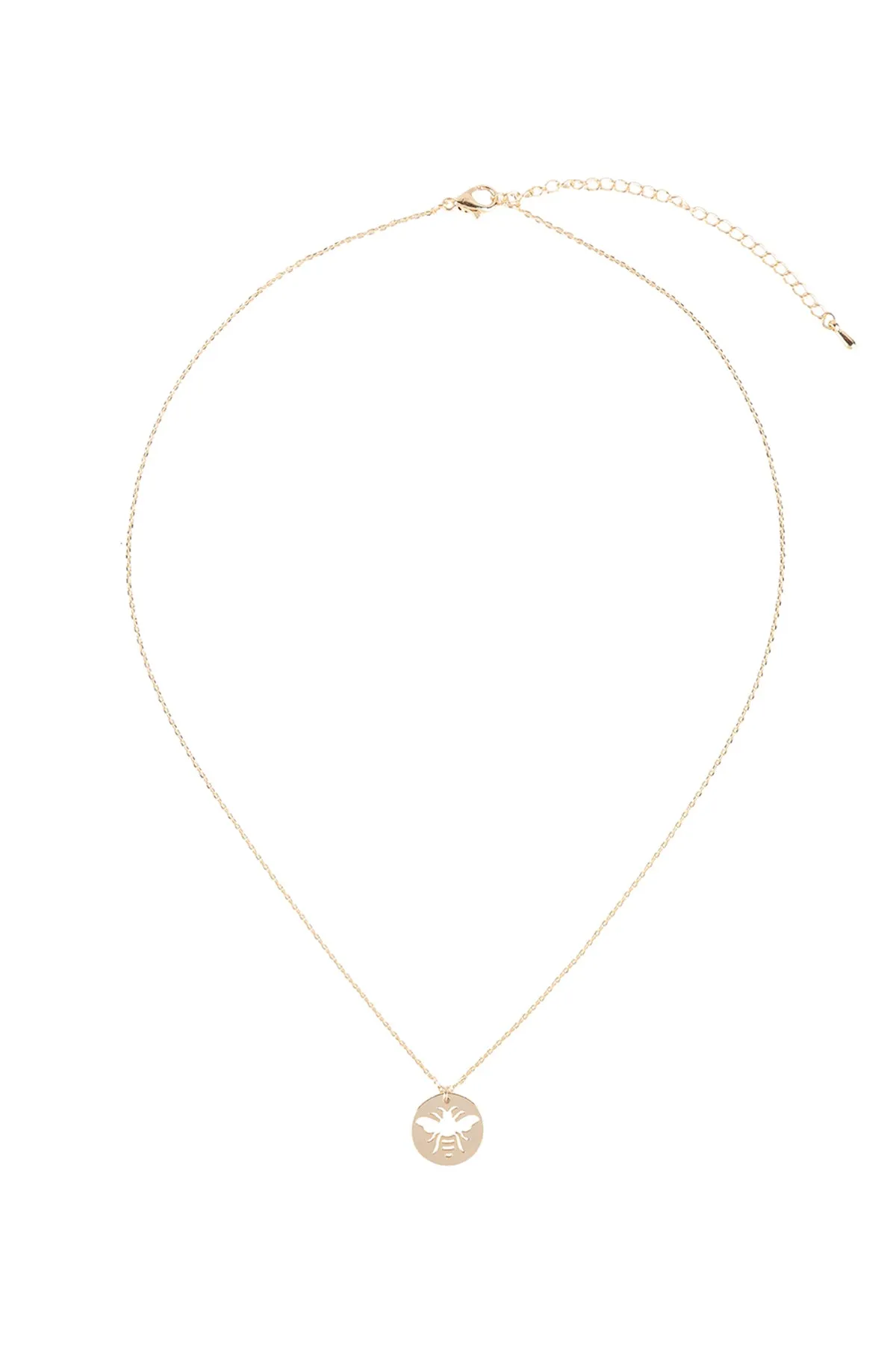 BRASS BEE CUTOUT COIN PENDANT NECKLACE