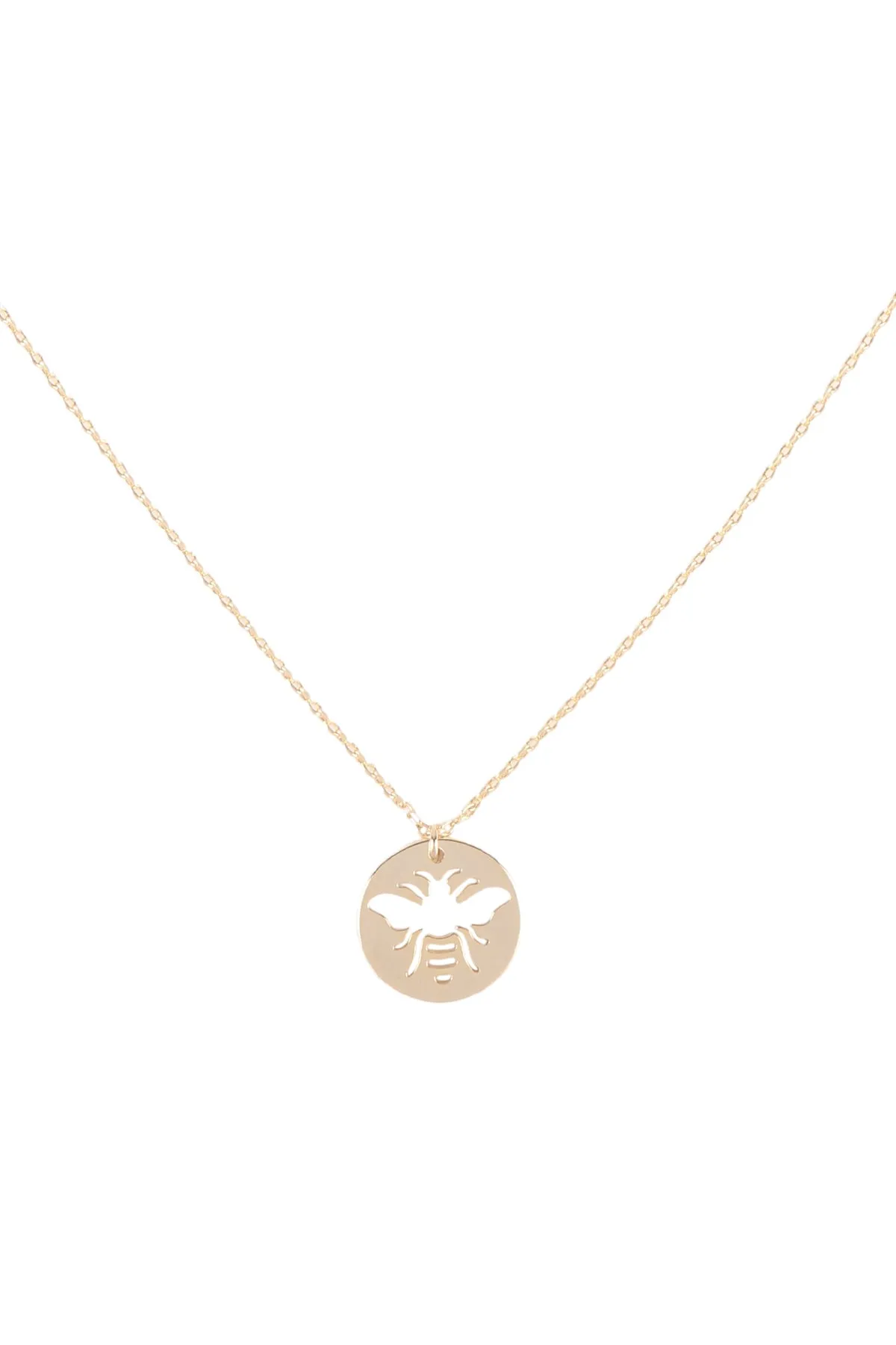 BRASS BEE CUTOUT COIN PENDANT NECKLACE