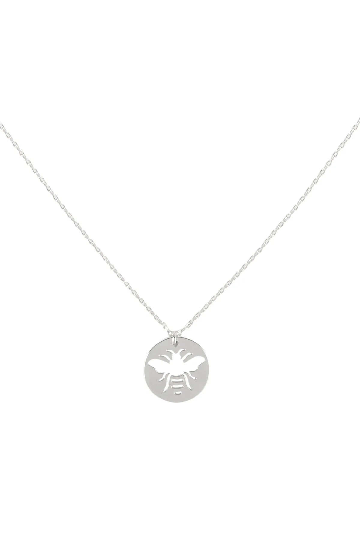 BRASS BEE CUTOUT COIN PENDANT NECKLACE