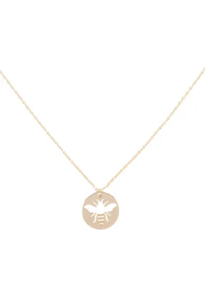 BRASS BEE CUTOUT COIN PENDANT NECKLACE