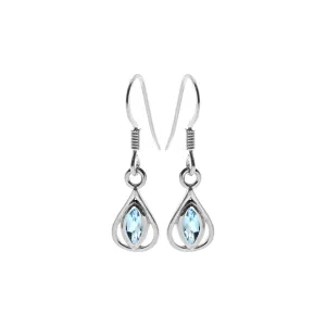 Bridget simple teardrop blue topaz earrings
