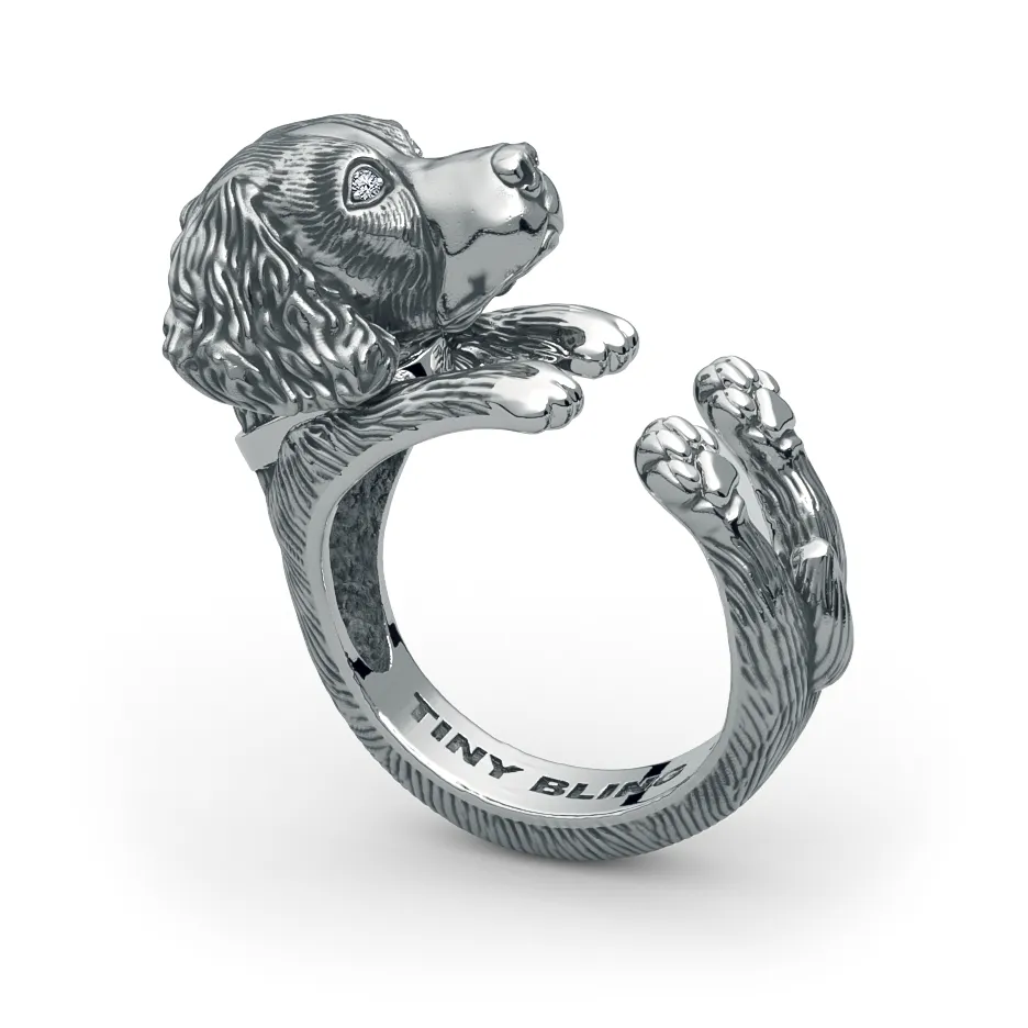 Brittany Spaniel Diamond Cuddle Wrap Ring