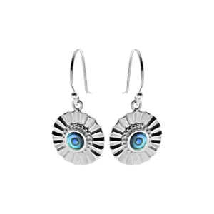Bronwen round fan paua shell earrings