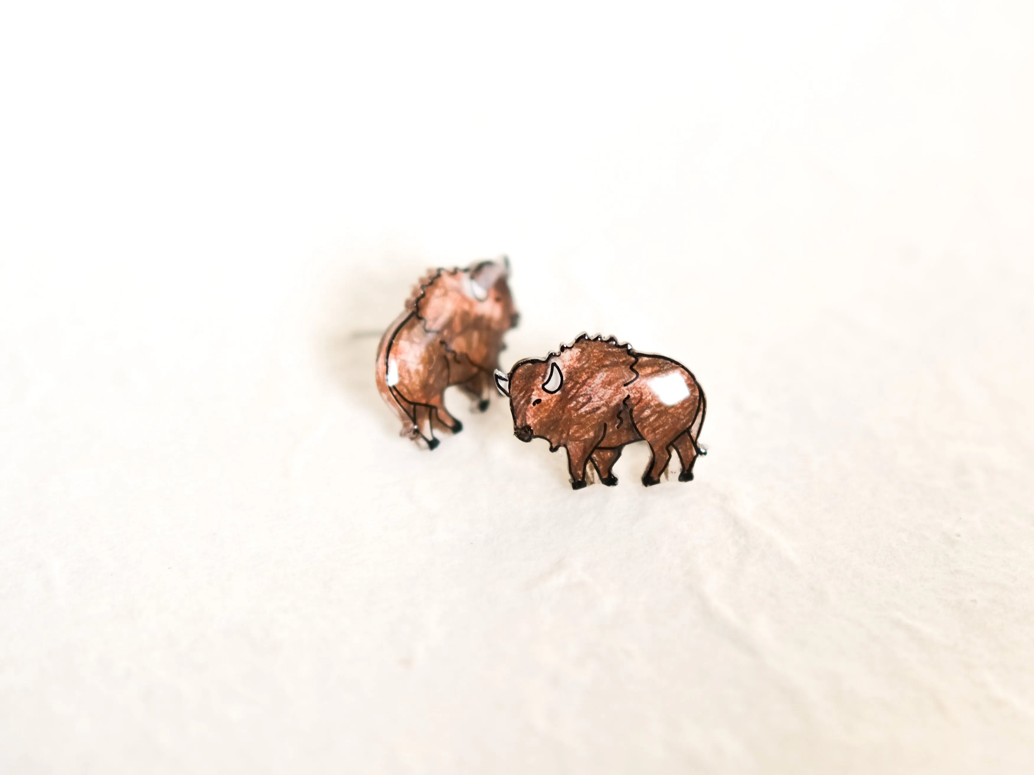 Buffalo Bison American Wildlife Animal Stud Earrings