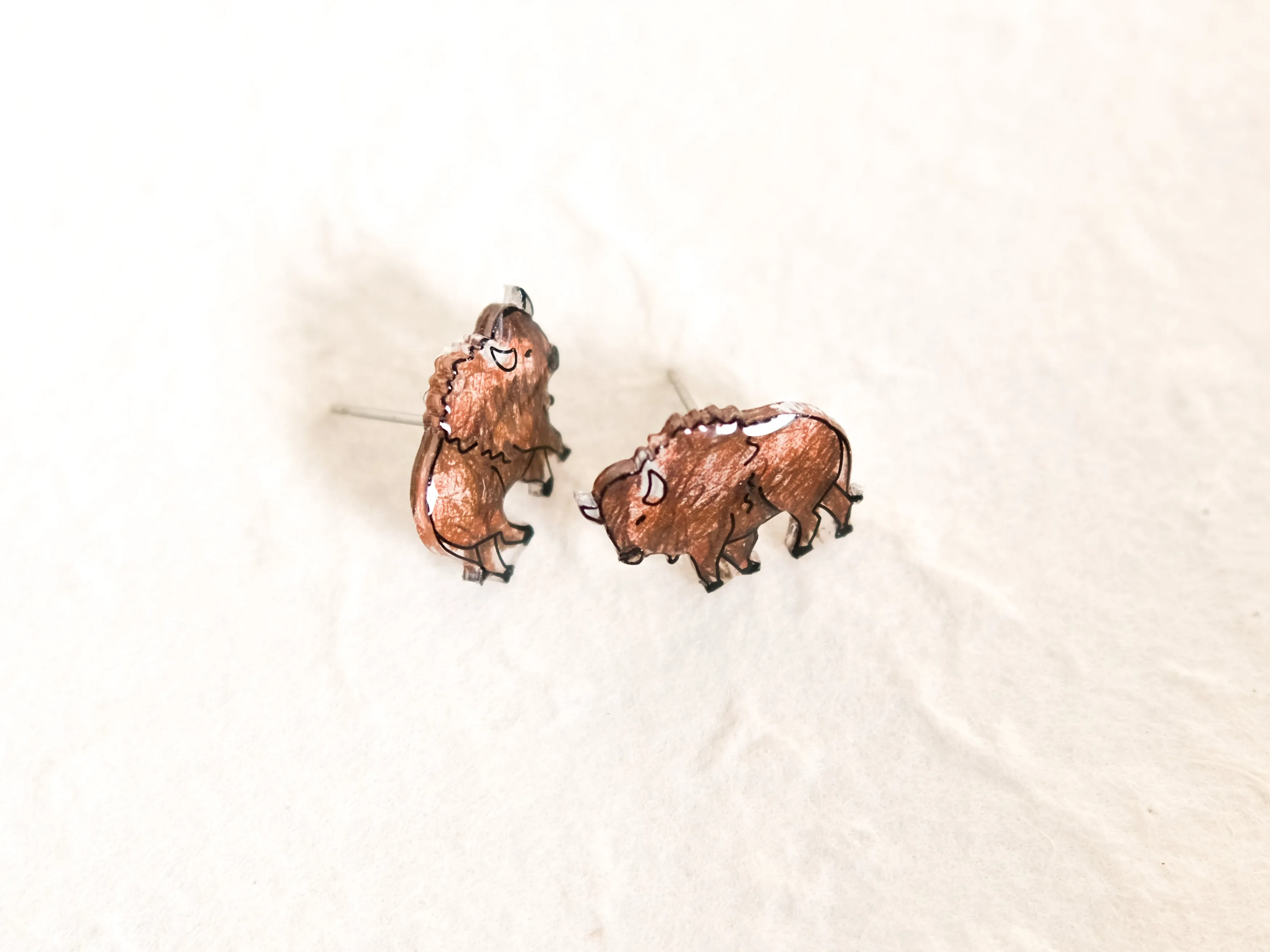 Buffalo Bison American Wildlife Animal Stud Earrings