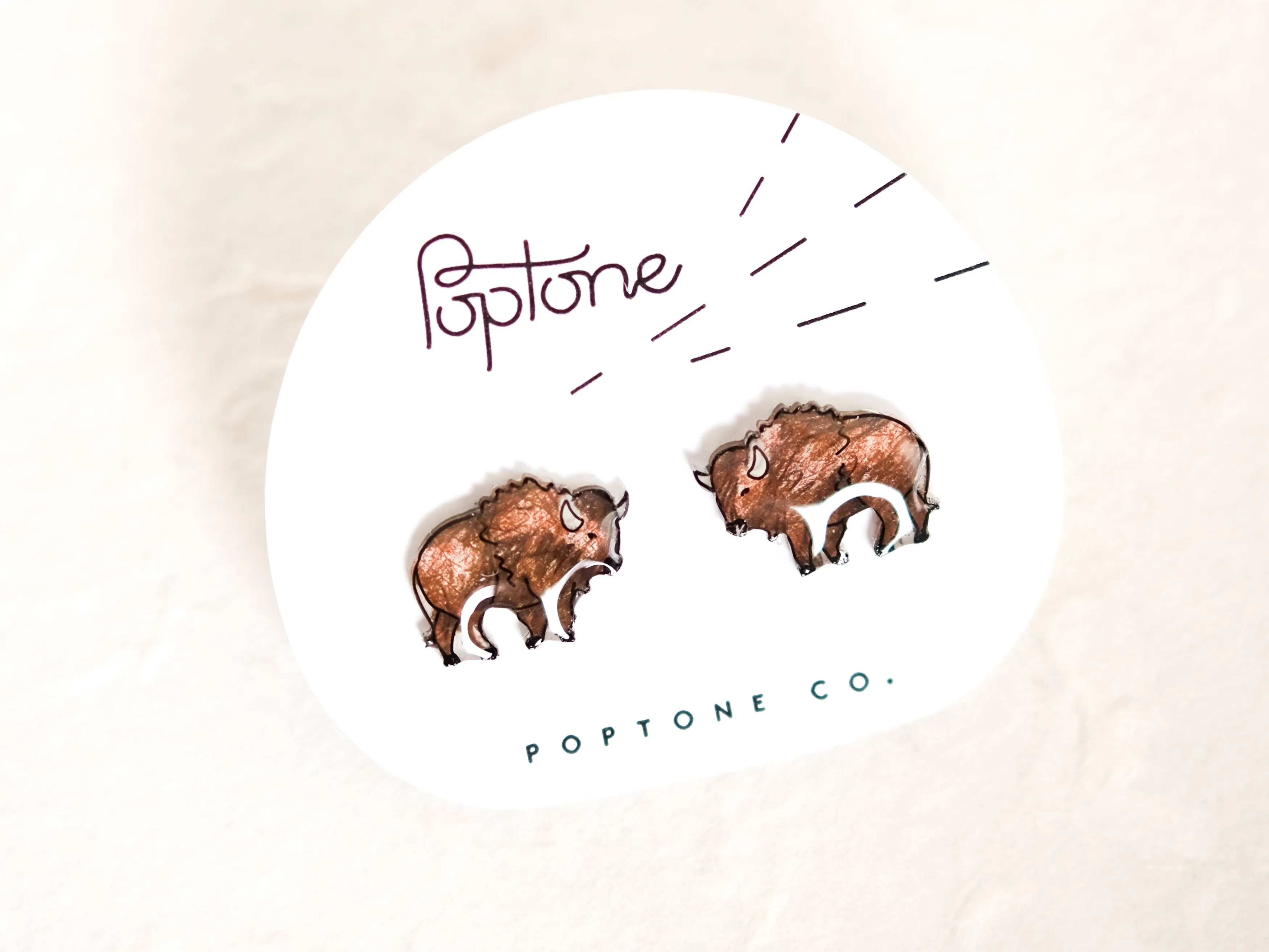 Buffalo Bison American Wildlife Animal Stud Earrings