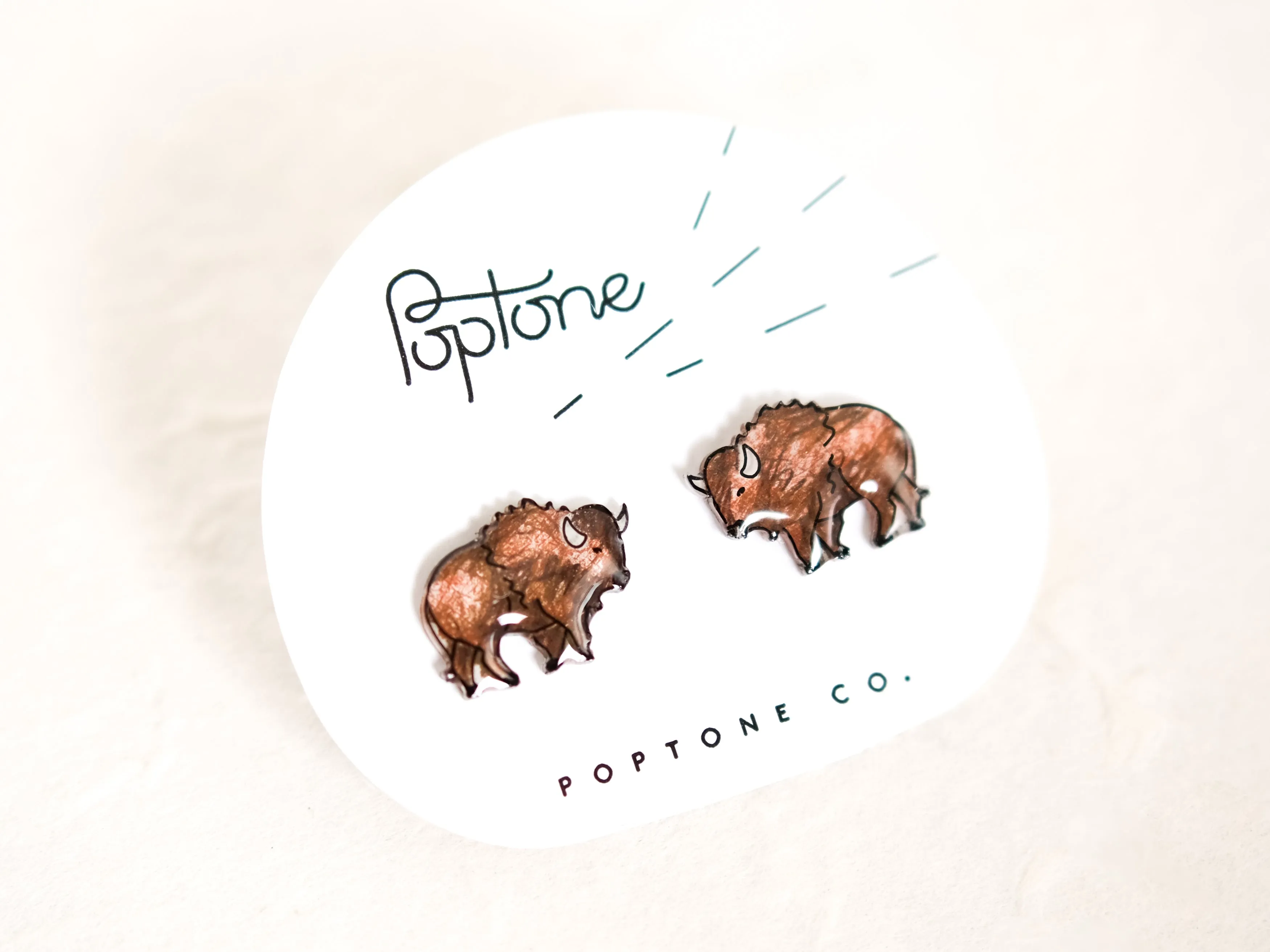 Buffalo Bison American Wildlife Animal Stud Earrings