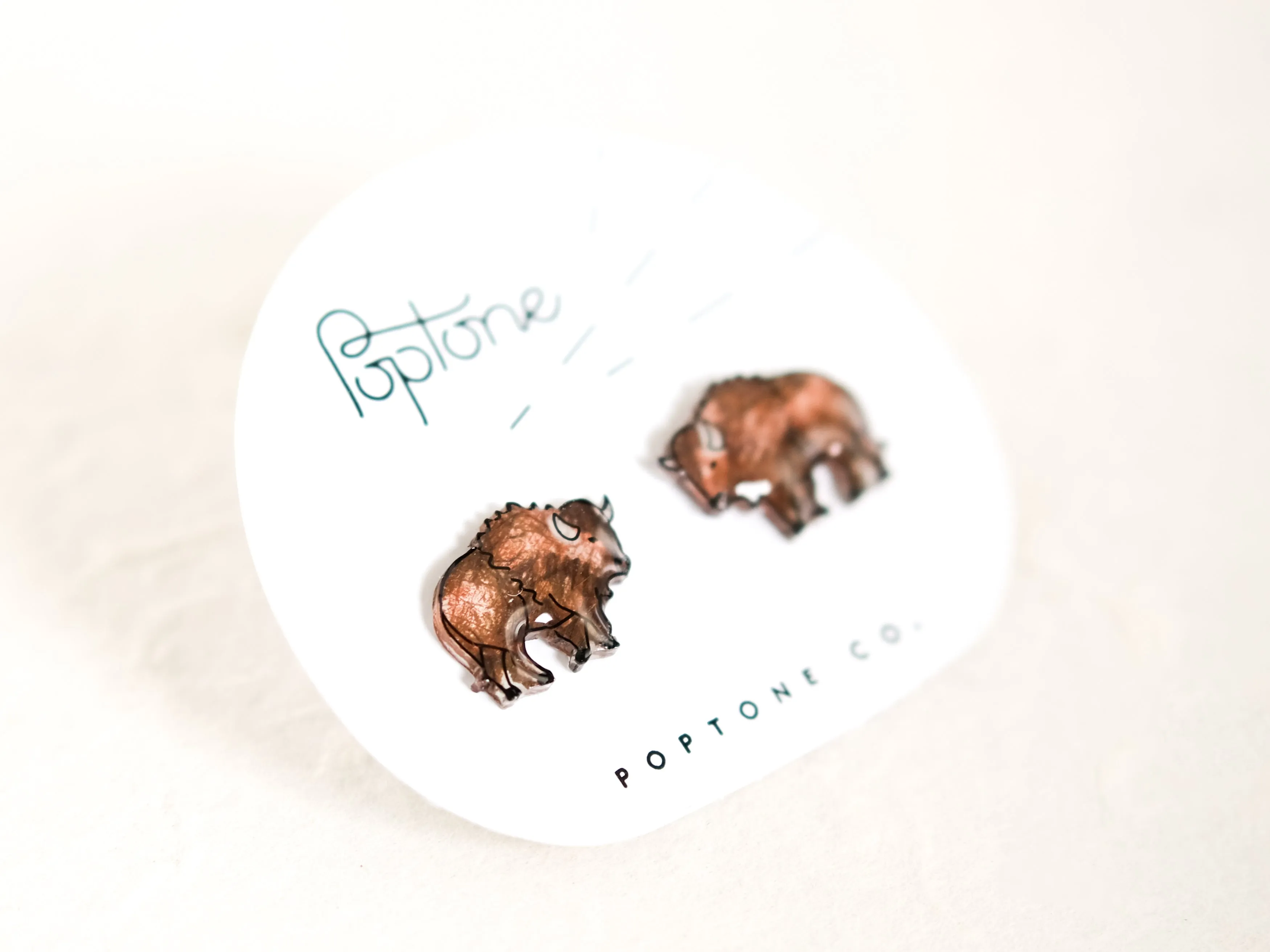 Buffalo Bison American Wildlife Animal Stud Earrings
