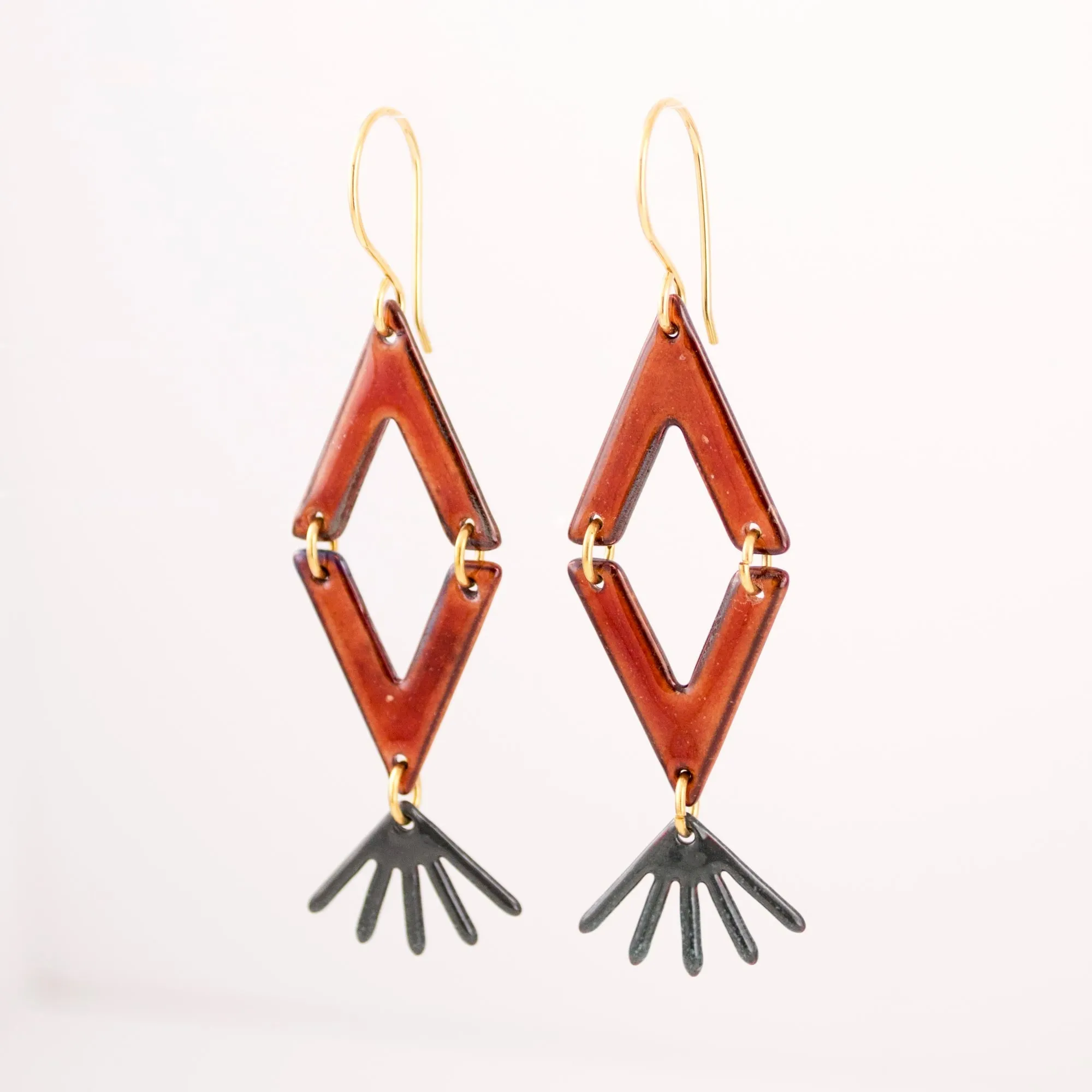 Burnt orange gray kite geometric earrings