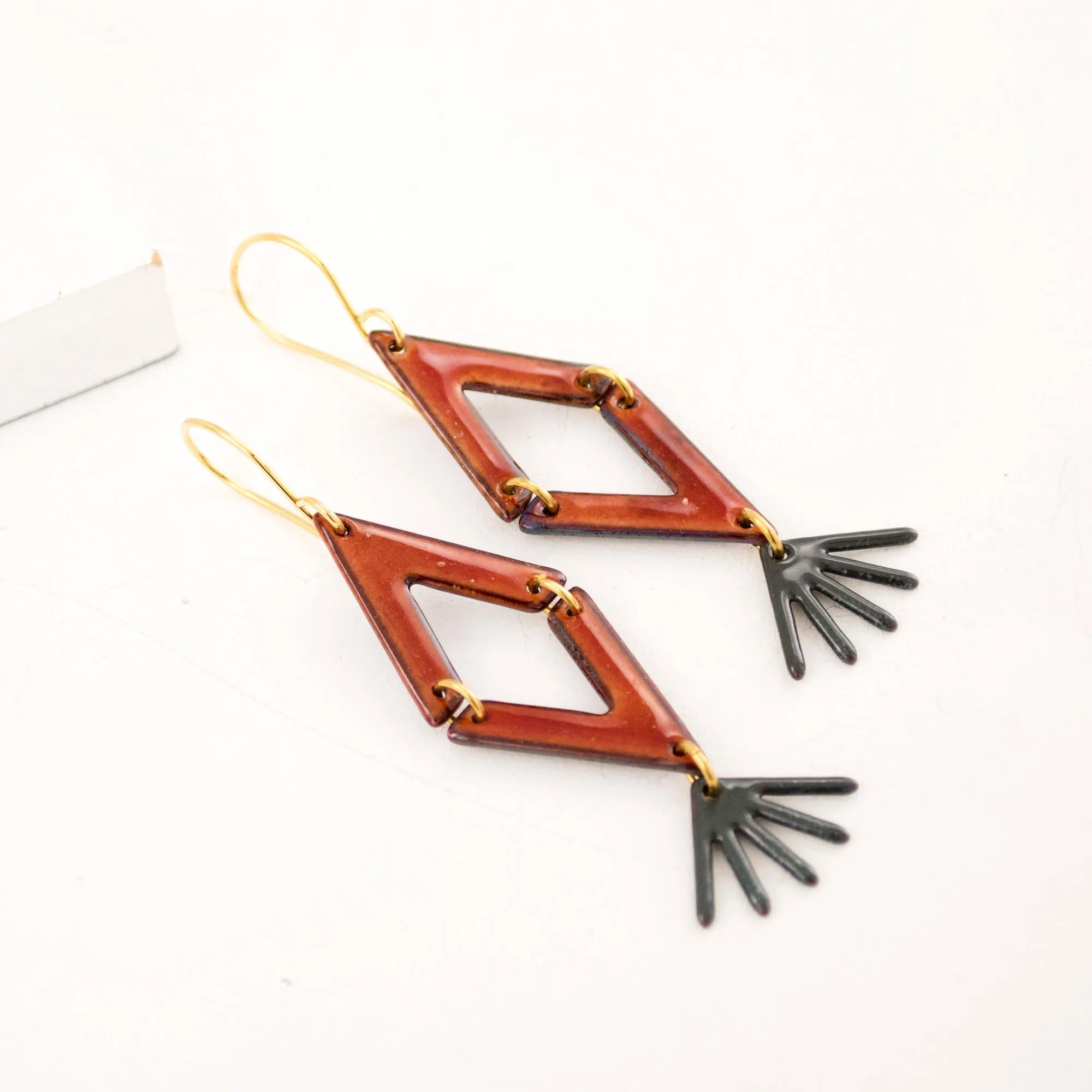 Burnt orange gray kite geometric earrings