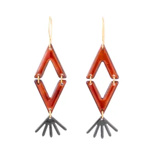 Burnt orange gray kite geometric earrings