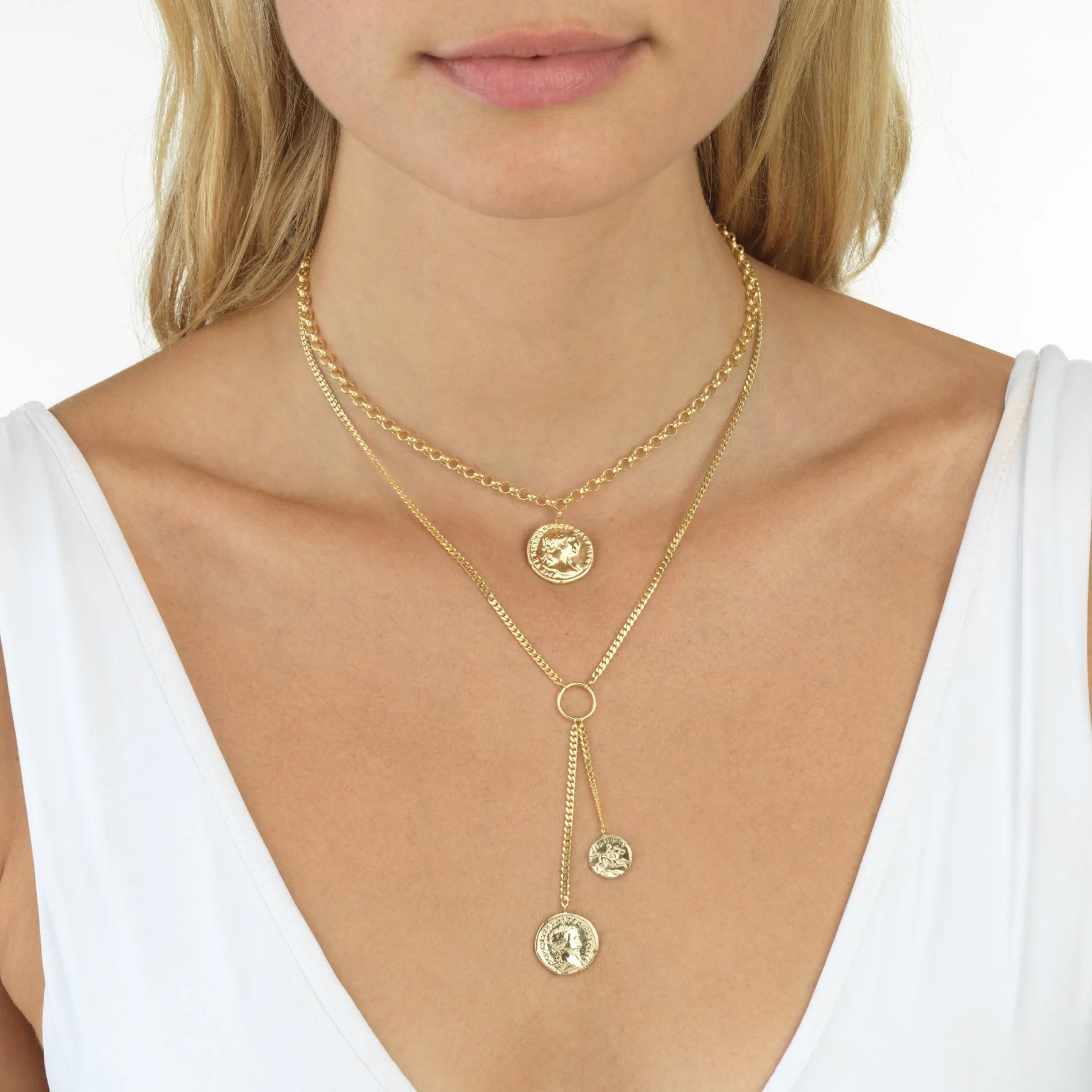 Caesar Coin Lariat 14K