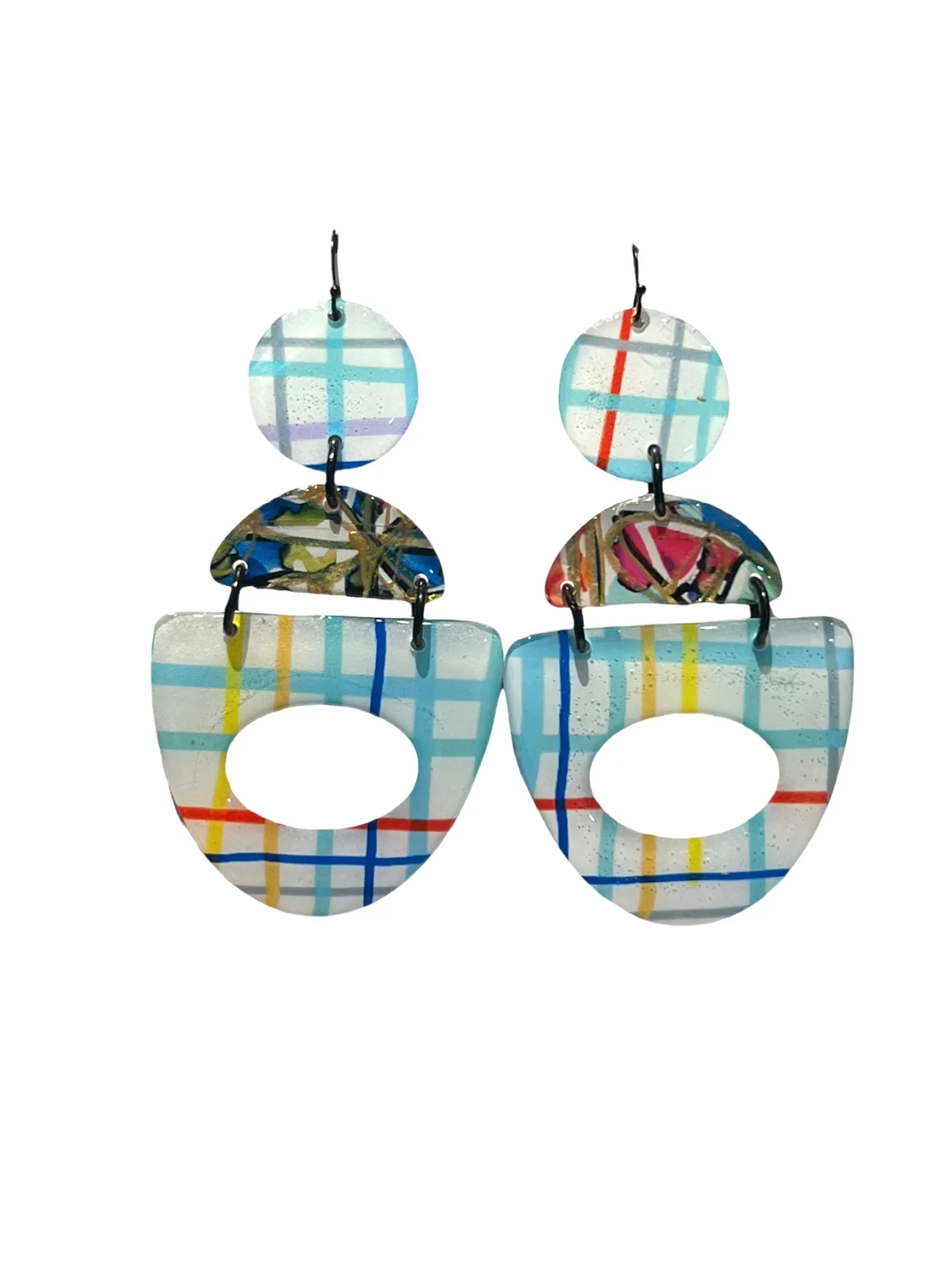 CAMBALACHE BY VIRGINIA NIN- Big Earrings - Reversible - Multi Colored / Lines