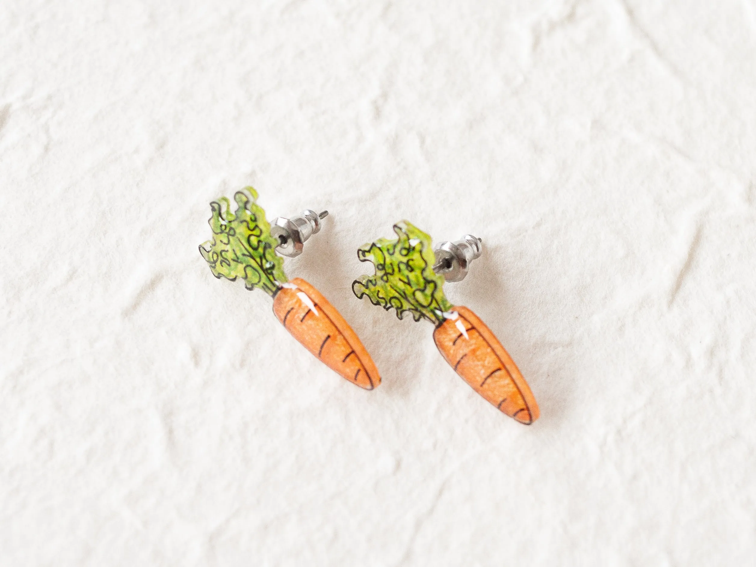 Carrot Vegetable Gardener Stud Earrings