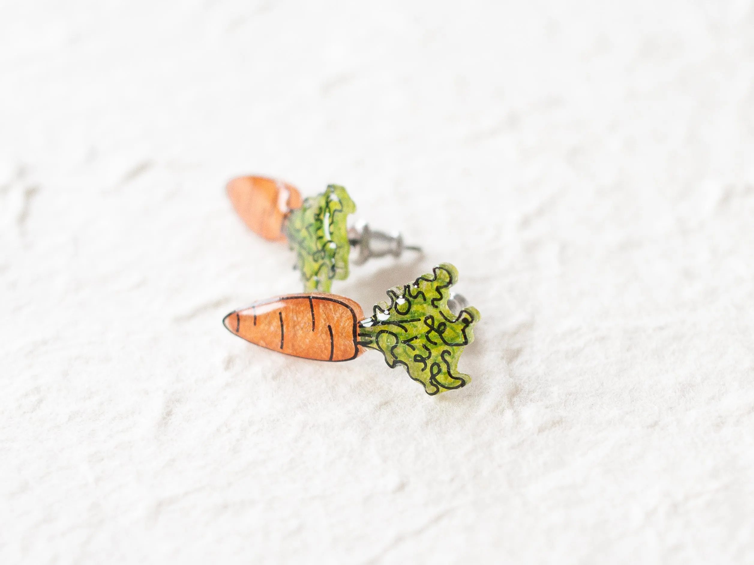 Carrot Vegetable Gardener Stud Earrings