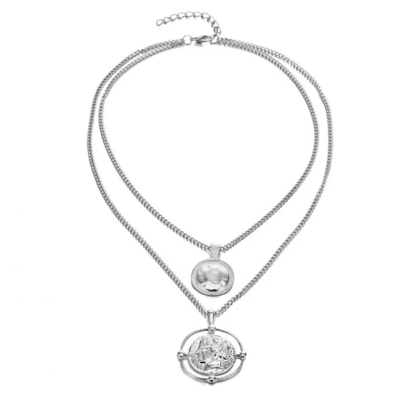Carved coin necklace