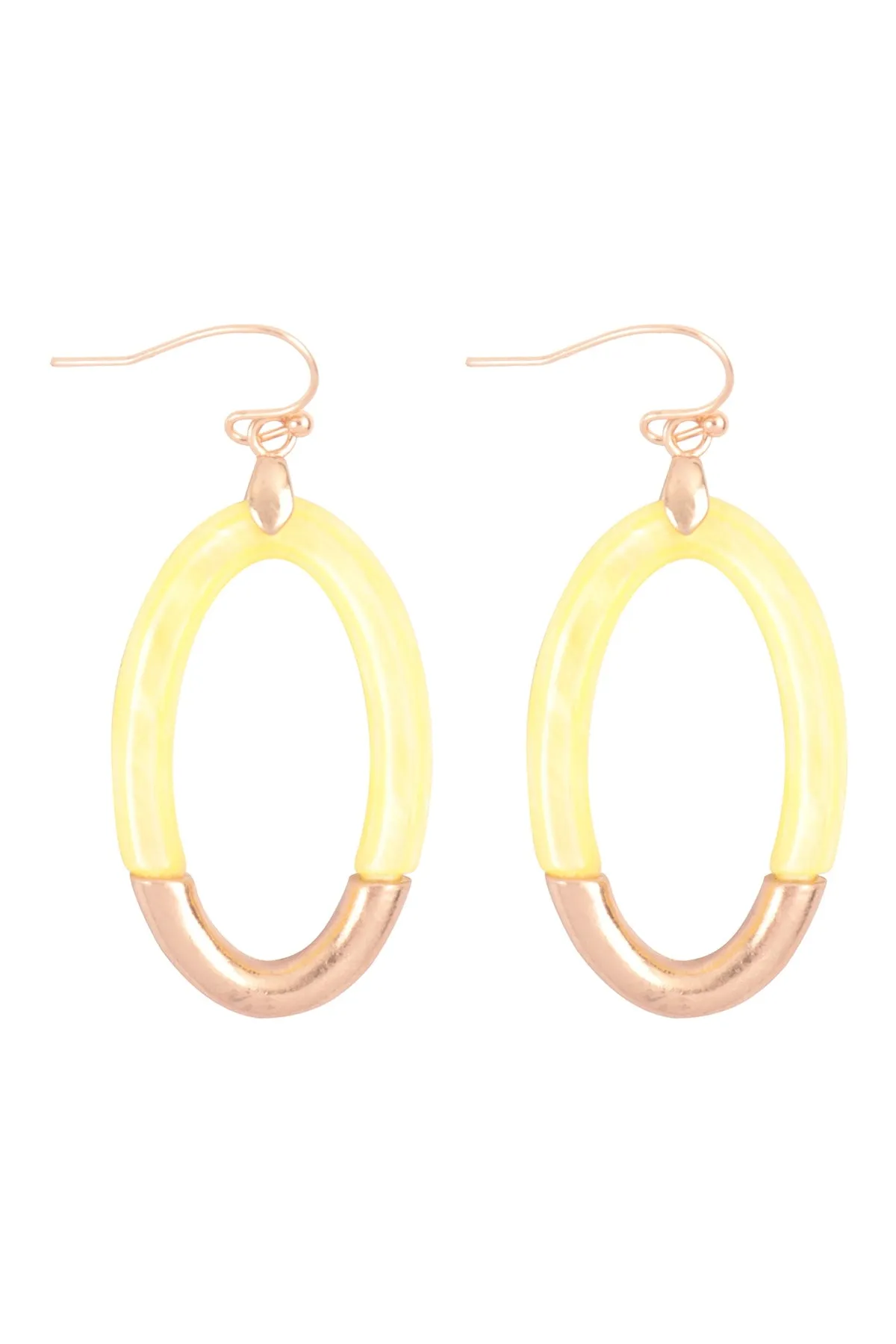 CAST OVAL MIX RESIN DANGLE HOOK EARRINGS