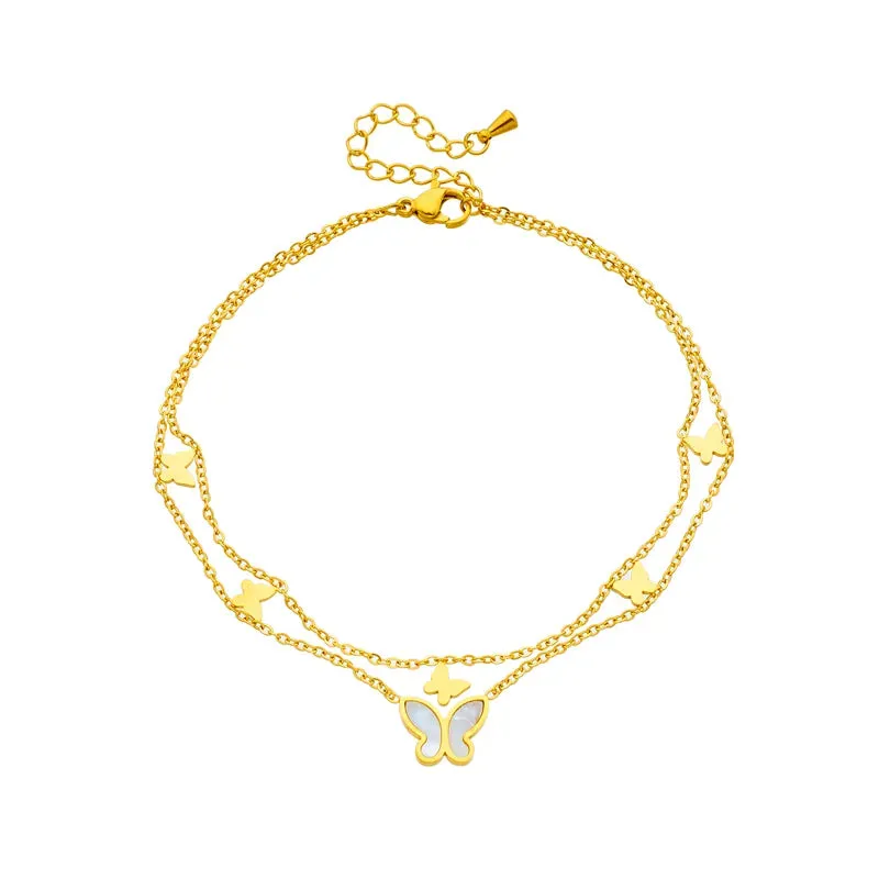 Castle Titanium Steel Layered Plating 18k Gold Plated Women's Anklet