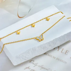 Castle Titanium Steel Layered Plating 18k Gold Plated Women's Anklet