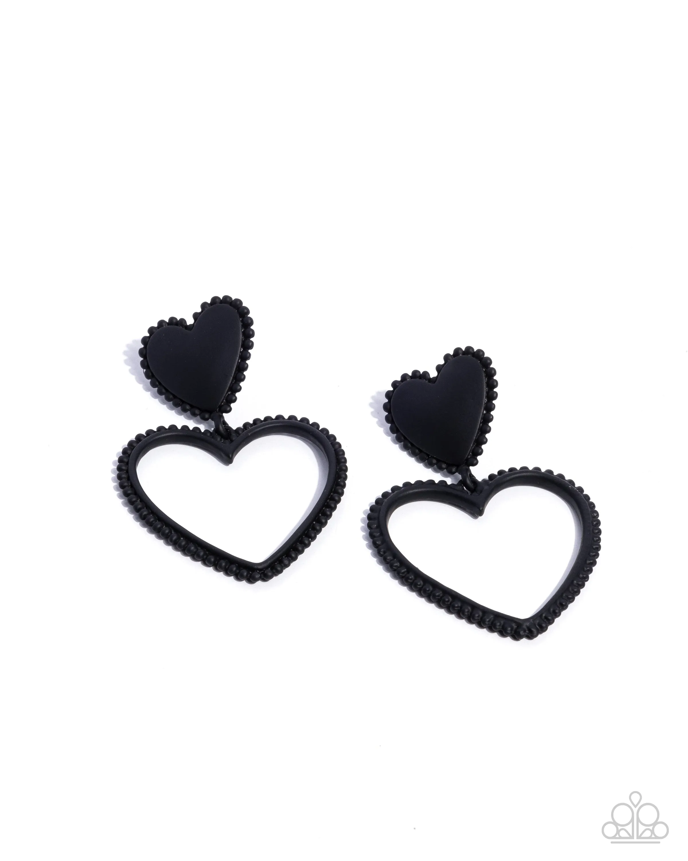 Casual Chemistry - Black - Acrylic Heart Paparazzi Post Earrings