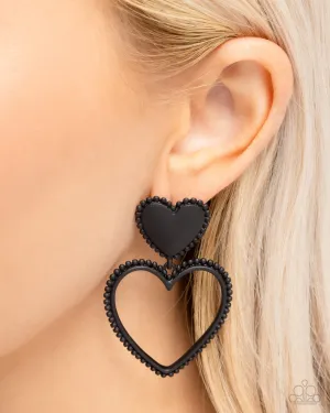 Casual Chemistry - Black - Acrylic Heart Paparazzi Post Earrings