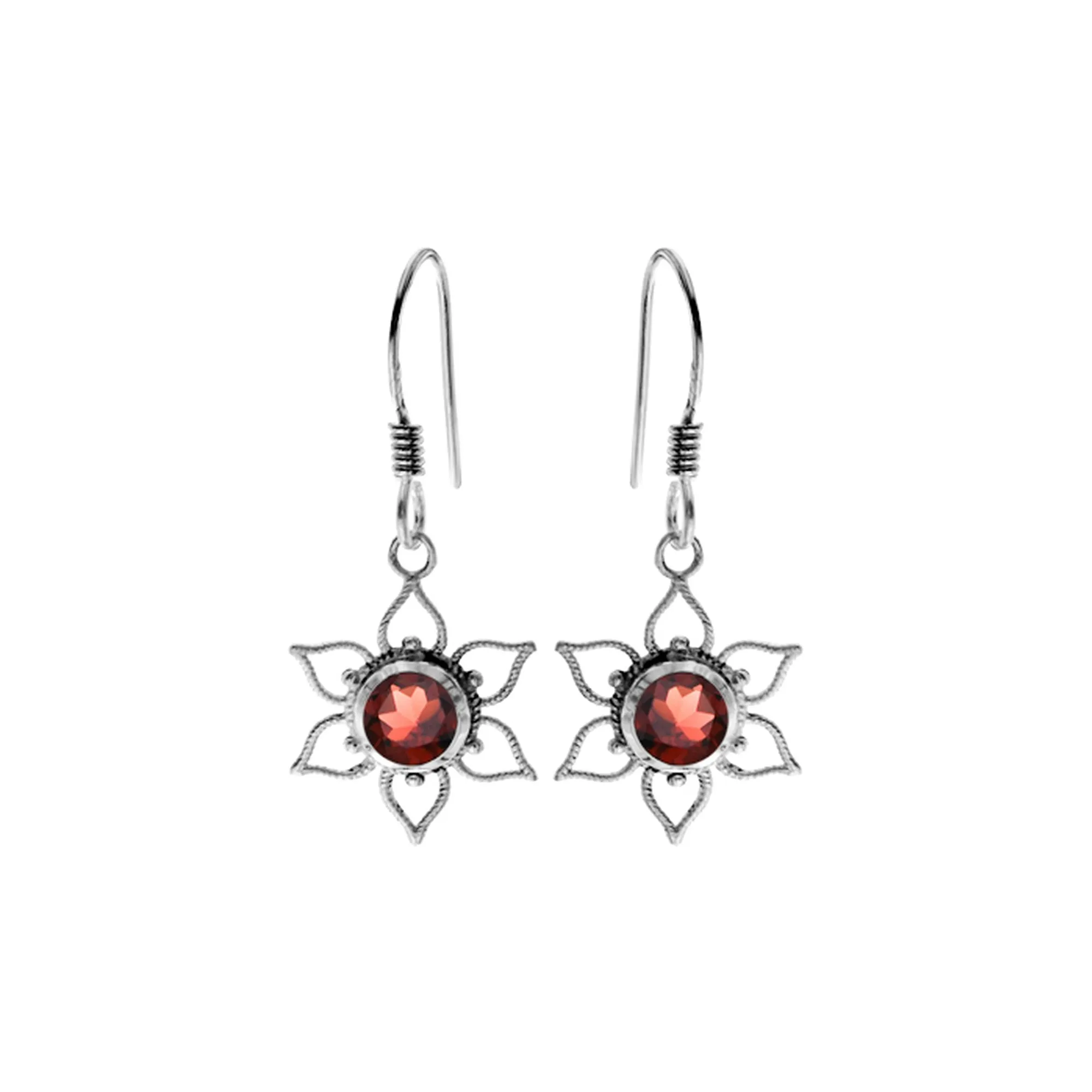 Catalina garnet vintage flower earrings